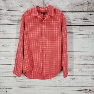 Banana Republic Coral Pink Linen blend Button Up Long Sleeve Shirt Size L